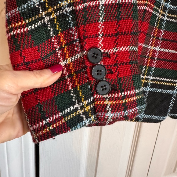Appleseed Women's Plaid Blazer Red Black Green White Size 18 Single Button Lined - Picture 7 of 12